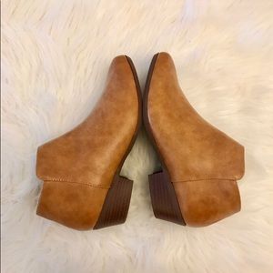 Tan Distressed Faux Leather Ankle Bootie